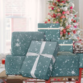 Fallende Schneeflocken Winter Blue Spruce Sky Geschenkpapier