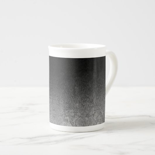 Fallende Silber- und Schwarz-Glitzer-Gradient Porzellantasse (Vorderseite Rechts)