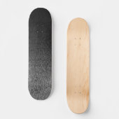 Fallende Silber- und Schwarz-Glitzer-Gradient Skateboard (Vorderseite)
