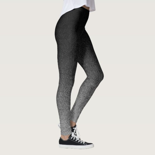 Fallende Silber und schwarzer Glitzer Gradient Leggings (Rechts)