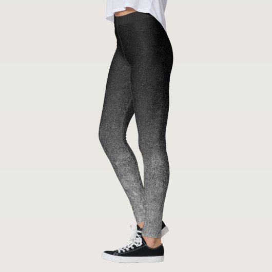 Fallende Silber und schwarzer Glitzer Gradient Leggings (Links)