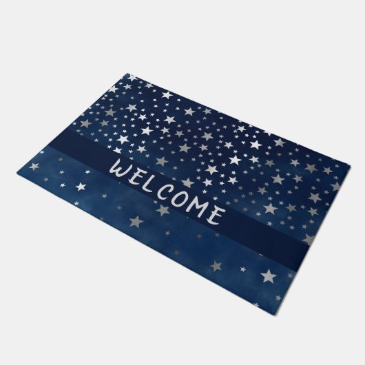 Fallende Silberstars Celestial Personalisiert Fußmatte (Schrägansicht)