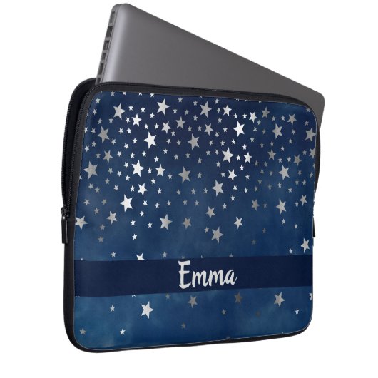 Fallende Silberstars Celestial Personalisiert Laptopschutzhülle (Vorne Rechts)