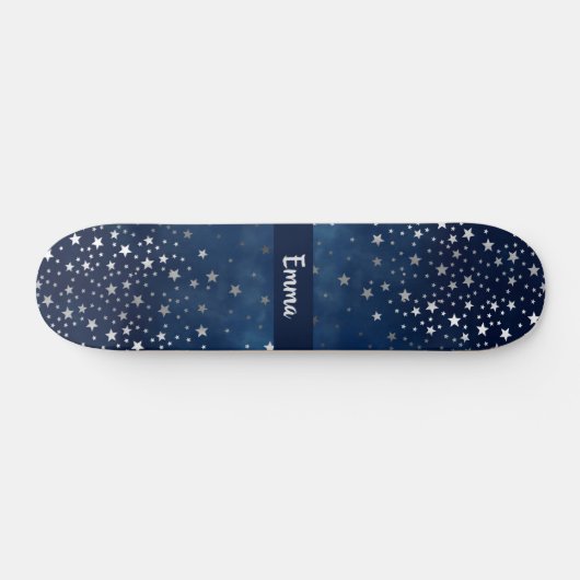 Fallende Silberstars Celestial Personalisiert Skateboard (Horizontal)