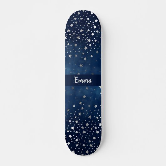 Fallende Silberstars Celestial Personalisiert Skateboard (Vorne)
