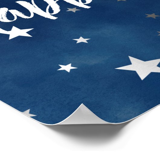 Fallende Silberstars Personalisiertes Party Poster (Ecke)