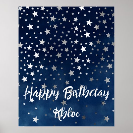 Fallende Silberstars Personalisiertes Party Poster (Vorne)