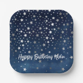 Fallende Silbersterne Personalisiert Pappteller (Vorderseite)