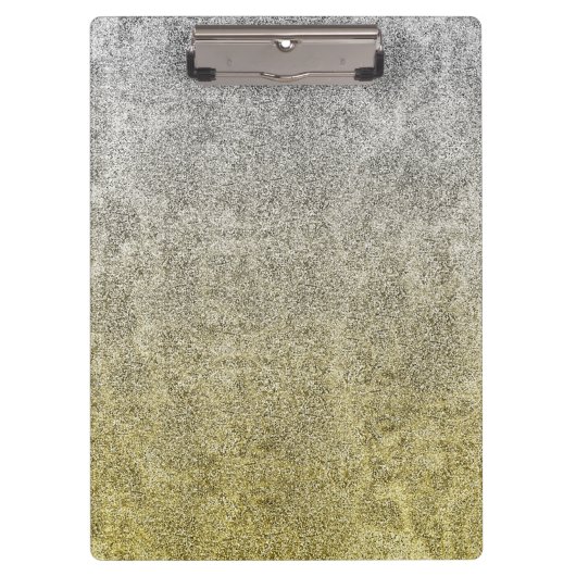 Fallende Silver & Gold Glitzer Gradient Klemmbrett (Vorderseite)