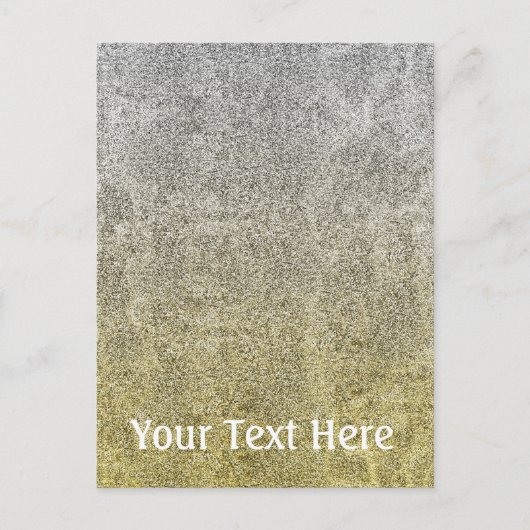 Fallende Silver & Gold Glitzer Gradient Postkarte (Vorderseite)