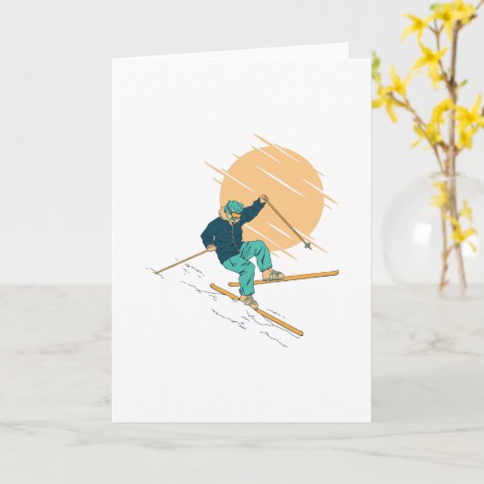 Fallende Skier Karte (Gelbe Blume)