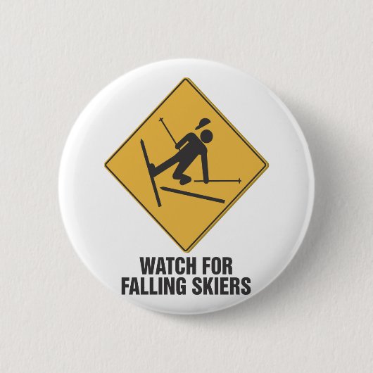 Fallende Skifahrer Button (Vorderseite)