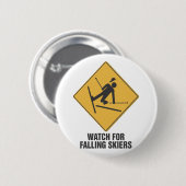 Fallende Skifahrer Button (Vorne & Hinten)