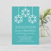 Fallende Snowflakes-Feier, Türkis Einladung (Stehend Vorderseite)