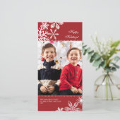 Fallende Snowflakes Holiday Foto Card Feiertagskarte (Stehend Vorderseite)