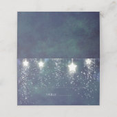 Fallende Sterne Blue Summer Night Wedding Platzkarte (Außenseite Aufgefaltet)