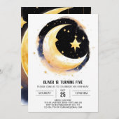 Fallende Sterne kosmischer Geburtstag Einladung (Vorne/Hinten)