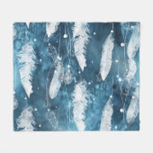 Fallende weiße Federn, blaue Wasserfarbe. Fleecedecke (Vorderseite (Horizontal))