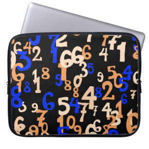 Fallende Zahlen abstrakter Hintergrund. Abstrakter Laptopschutzhülle