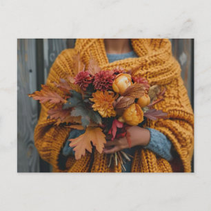 fallender Grußkartenfrau mit fallender Blume Postkarte