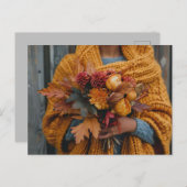 fallender Grußkartenfrau mit fallender Blume Postkarte (Vorne/Hinten)