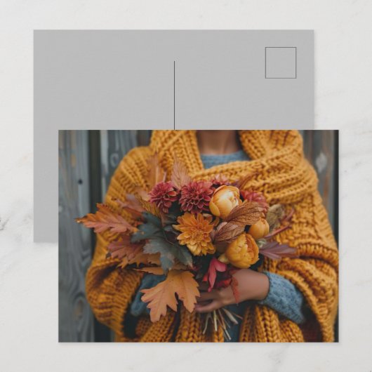 fallender Grußkartenfrau mit fallender Blume Postkarte (Vorne/Hinten)