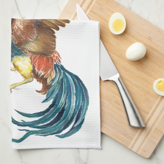 Fallender Hahn Geschirrtuch (Viertel Falte)