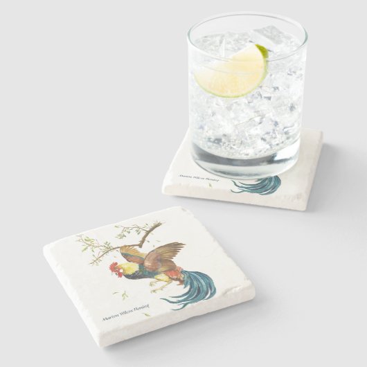 Fallender Hahn Steinuntersetzer (Seitenansicht)