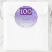 Fallender Lila Glitzer, 100. Geburtstag Dank Runder Aufkleber (Tasche)