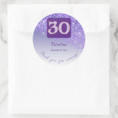 Fallender Lila Glitzer, 30. Geburtstag Dank Runder Aufkleber (Tasche)