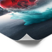 Fallender roter Feuerball Poster (Ecke)