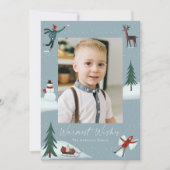 Fallender Schnee Whimsical 2 Foto Feiertagskarte (Vorderseite)