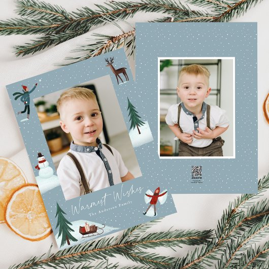 Fallender Schnee Whimsical 2 Foto Feiertagskarte