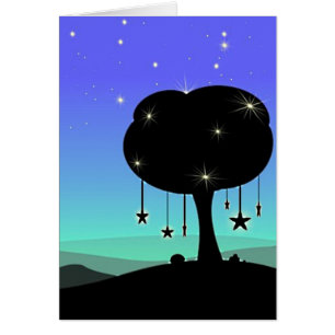 Fallender Stern-Cartoon-Nachthimmel-Baum-Traum