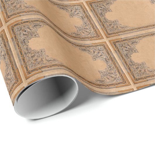 Fallendes altes Sepia-Knüpfarbeit-Papier Geschenkpapier (Rolleneckpunkt)
