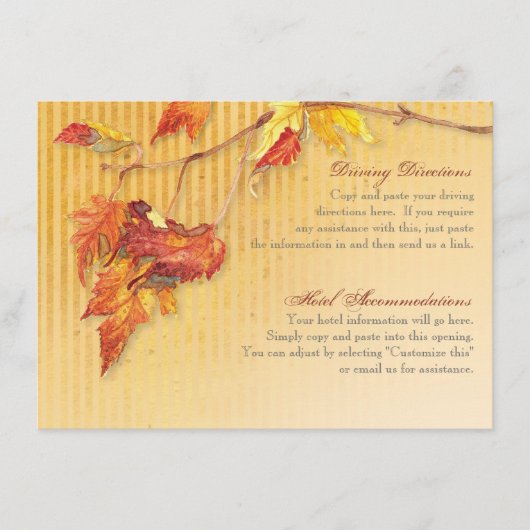 Fallendes Blätter - Herbst-Fall, der Hotel-Info Begleitkarte (Vorderseite)