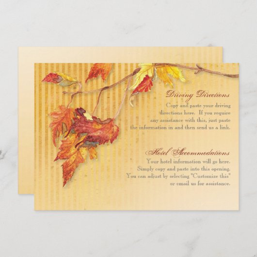 Fallendes Blätter - Herbst-Fall, der Hotel-Info Begleitkarte (Vorne/Hinten)