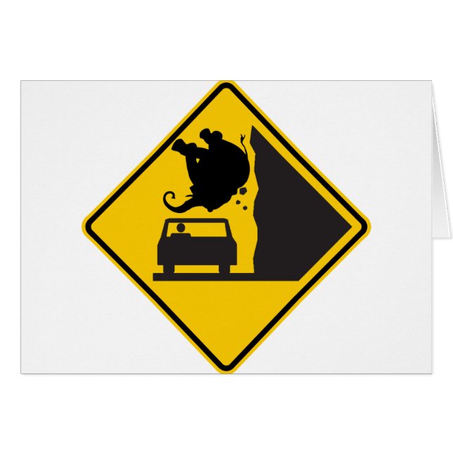 Fallendes Elefant-Zonen-Landstraßen-Zeichen (Vorderseite (Horizontal))