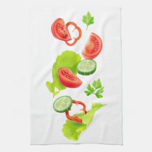 Fallendes frisches Gemüse Küchentuch