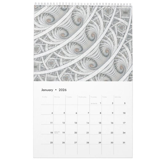 "Fallendes" gewundenes Fraktal Kalender (Jan 2026)