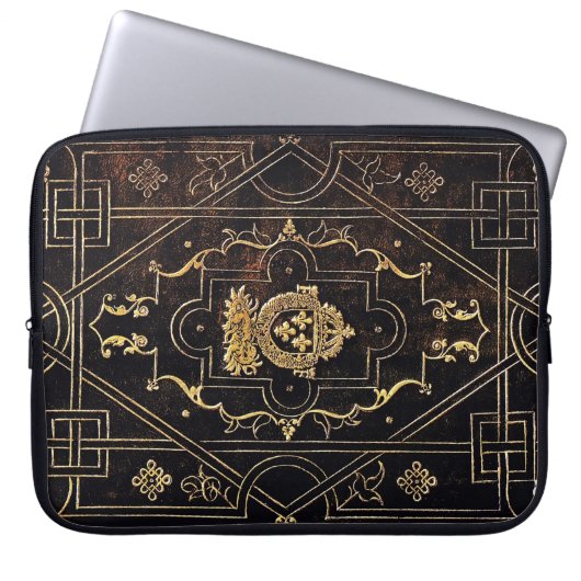 Fallendes Leder und Gold Laptopschutzhülle (Vorderseite)