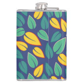 Fallendes Muster für grüne und gelbe Blätter Flachmann (Rückseite)