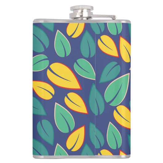 Fallendes Muster für grüne und gelbe Blätter Flachmann (Rückseite)