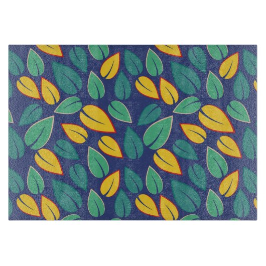 Fallendes Muster für grüne und gelbe Blätter Schneidebrett (Vorderseite)