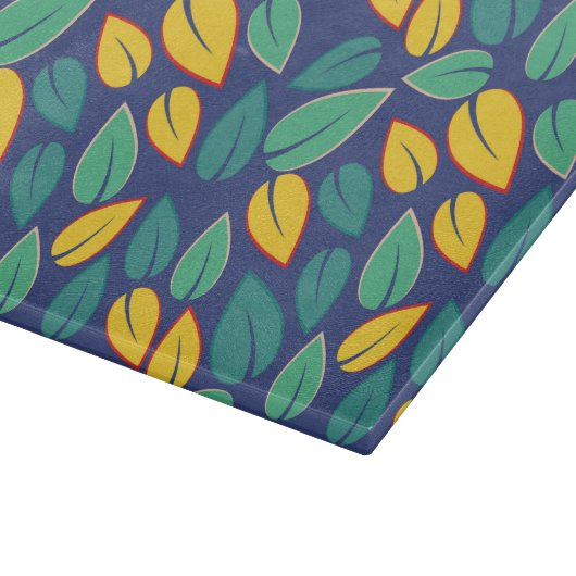 Fallendes Muster für grüne und gelbe Blätter Schneidebrett (Ecke)
