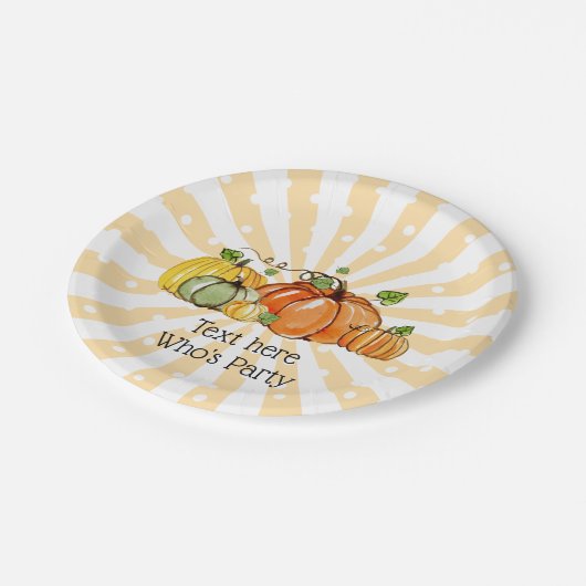 fallendes Party, Kürbis, Herbst, Fall Papierplatte Pappteller (Schrägansicht)