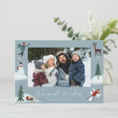 Fallendes schneeweißes Foto im Winter Feiertagskarte (Stehend Vorderseite)