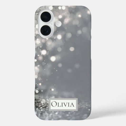 Fallendes silbernes Konfetti auf Grau Case-Mate iPhone Hülle (Rückseite)