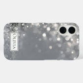 Fallendes silbernes Konfetti auf Grau Case-Mate iPhone Hülle (Rückseite (Horizontal))