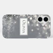 Fallendes silbernes Konfetti auf Grau Case-Mate iPhone Hülle (Rückseite (Horizontal))